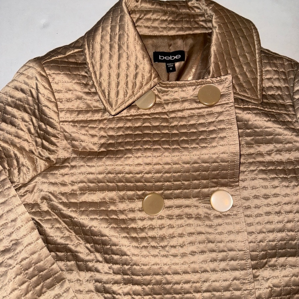bebe Gold Quilted Pea Coat - Picture 3 of 10